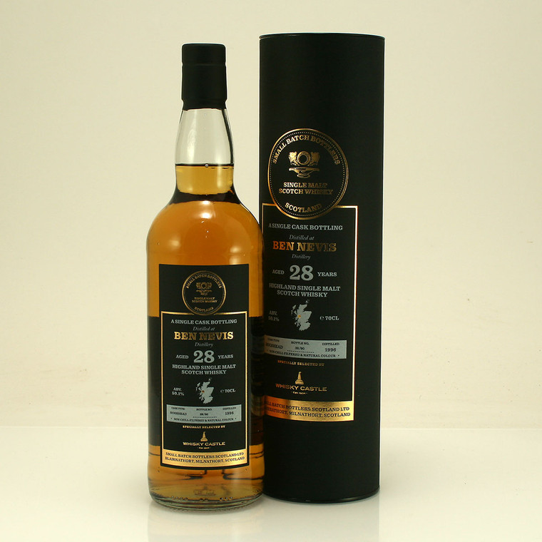 Ben Nevis Distillery 28 year old Single Cask Highland Single Malt Scotch Whisky from Small Batch Bottlers and a Whisky Castle Exclusive 50.1% 70cl