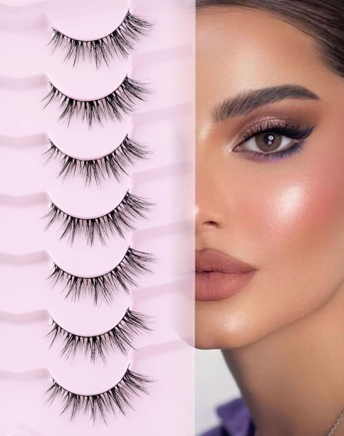 Cat Eye Lashes Natural Look Soft Fluffy Eyelashes Short Lightweight False Lash Mink Manga Fake Fox Eyelash 7 Pairs - D5 Cat Eye (5-13MM) Cat Eye Lashes Natural Look Soft Fluffy Eyelashes Short Lightweight False Lash Mink Manga Fake Fox Eyelash 7 Pairs - D5 Cat Eye (5-13MM)