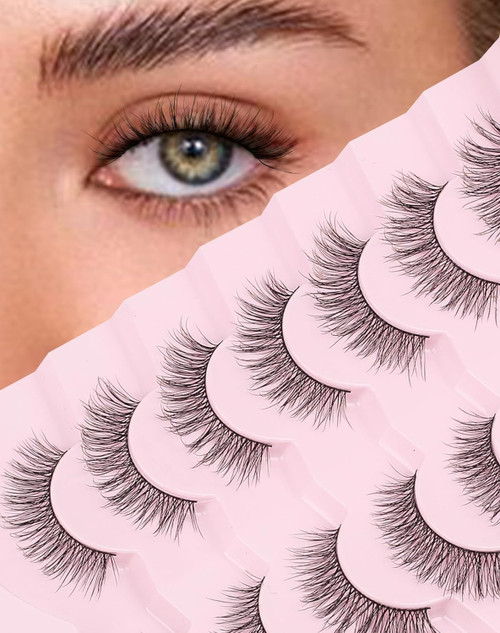 Natural Lashes Wispy False Eyelashes Fluffy Flared Eyelash Soft Eye Lash Fake 7 Pairs - D-K18 Natural (13-15mm) Natural Lashes Wispy False Eyelashes Fluffy Flared Eyelash Soft Eye Lash Fake 7 Pairs - D-K18 Natural (13-15mm)