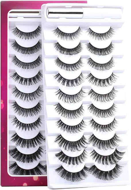 False Eyelashes Russian Strip Lashes D Curl 3D 10 Pairs Fake Lashes Natural False Eyelashes with Eyelash Glue False Eyelashes Russian Strip Lashes D Curl 3D 10 Pairs Fake Lashes Natural False Eyelashes with Eyelash Glue