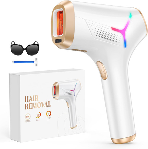 IPL Laser Hair Removal Device for Women and Men, IGBT Painless at-Home Laser Hair Remover Machine for Upper Lip, Bikini Line, Body, Salon Quality, Faster Long Lasting Result, Gold IPL Laser Hair Removal Device for Women and Men, IGBT Painless at-Home Laser Hair Remover Machine for Upper Lip, Bikini Line, Body, Salon Quality, Faster Long Lasting Result, Gold