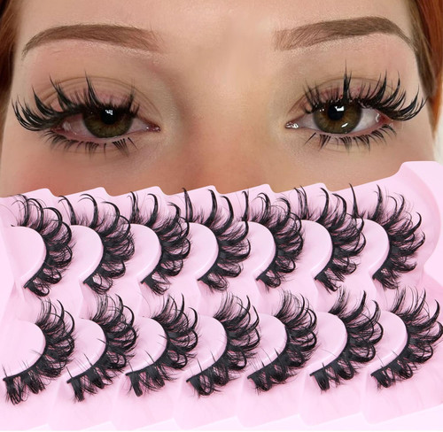 Long  C Curl Wispy False Eyelashes - Natural Fairy Cat Eye Lashes Pack - 7 Pairs Long  C Curl Wispy False Eyelashes - Natural Fairy Cat Eye Lashes Pack - 7 Pairs