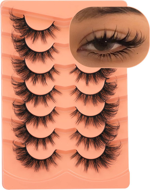 Wispy Lashes Natural Look Fake Eyelashes Cat Eye Lashes Faux Mink Fluffy Strip False Lashes Pack - 7 Pairs Wispy Lashes Natural Look Fake Eyelashes Cat Eye Lashes Faux Mink Fluffy Strip False Lashes Pack - 7 Pairs