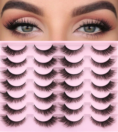 False Lashes Natural Look Fluffy Eyelashes Wispy Fox Eye Lashes That Look Like Extensions 3D Lashes Natural Strip Lashes Pack - 14 Pairs False Lashes Natural Look Fluffy Eyelashes Wispy Fox Eye Lashes That Look Like Extensions 3D Lashes Natural Strip Lashes Pack - 14 Pairs