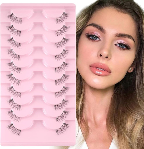 Half Lashes Wispy Cat Eye False Eyelashes Natural Half Eyelashes With Clear Band 10 Pairs Half Lashes Wispy Cat Eye False Eyelashes Natural Half Eyelashes With Clear Band 10 Pairs