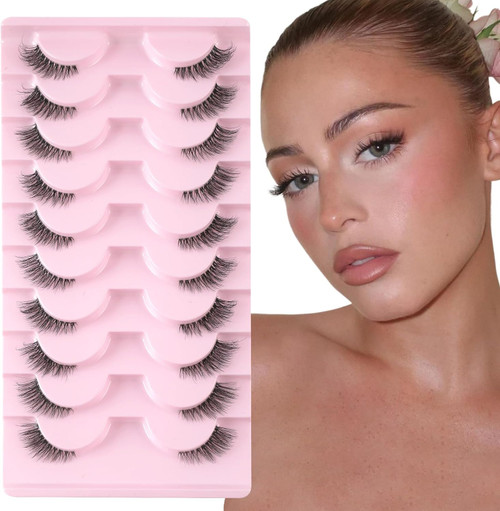 Wispy Corner False Eyelashes with Clear Band Half Lashes Natural Look 10 Pairs Wispy Corner False Eyelashes with Clear Band Half Lashes Natural Look 10 Pairs