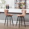 29&quot; Modern Leathaire Fabric bar chairs; 180&deg; Swivel Bar Stool Chair for Kitchen; Tufted Gold Nailhead Trim Gold Decoration Bar Stools with Metal Legs; Set of 2 (Khaki)