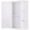 Bathroom Cabinet Wall Mounted Multipurpose Hanging Cupboard Kitchen Medicine Storage Organizer with Mirror Single Door and 2 Adjustable Shelves (White)
