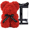 10" Rose Teddy Bear - Artificail Everlasting Flower for Window Display - Anniversary Christmas Valentines Gift - Clear Gift Box Included
