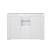 Kitchen Sideboard Cupboard with LED Light; White High Gloss Dining Room Buffet Storage Cabinet Hallway Living Room TV Stand Unit Display Cabinet with Drawer and 2 Doors