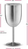 Premium Grade 18/8 Stainless Steel Wineglasses 12 Oz. Double-Walled Insulated Unbreakable Goblets (Set of 2) Stemmed Wineglass BPA-Free Leak-Resistant Lid for Red White Wine;  Brushed Metal