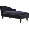 58" Velvet Chaise Lounge; Button Tufted Right Arm Facing Lounge Chair with Nailhead Trim & Solid Wood Legs for Living Room or Office;  Sleeper Lounge Sofa (Black)