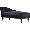 58" Velvet Chaise Lounge; Button Tufted Right Arm Facing Lounge Chair with Nailhead Trim & Solid Wood Legs for Living Room or Office;  Sleeper Lounge Sofa (Black)