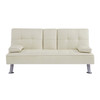 Fabric Folding Sofa Bed with 2 Cup Holders, Removable Armrest and Metal Legs,Single Sofa Bed with Ottoman,3 pcs for 1 sets 