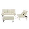 Fabric Folding Sofa Bed with 2 Cup Holders, Removable Armrest and Metal Legs,Single Sofa Bed with Ottoman,3 pcs for 1 sets 