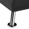 MEGA Futon Sofa Bed; Modern Faux Leather Convertible Folding Lounge Sofa for Living Room with 2 Cup Holders Removable Soft Armrests and Sturdy Metal Legs; Charming Black.