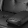MEGA Futon Sofa Bed; Modern Faux Leather Convertible Folding Lounge Sofa for Living Room with 2 Cup Holders Removable Soft Armrests and Sturdy Metal Legs; Charming Black.
