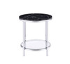 Virlana End Table; Faux Black Marble & Chrome Finish