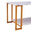  Coffee Table;  2 Layers 1.5cm Thick Marble MDF Rectangle 39.37" L Tabletop Iron Coffee Table ;  Dining Room;  Coffee Shop;  Resterant;  White Top;  Gol