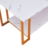  Coffee Table;  2 Layers 1.5cm Thick Marble MDF Rectangle 39.37" L Tabletop Iron Coffee Table ;  Dining Room;  Coffee Shop;  Resterant;  White Top;  Gol
