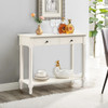 2-Tier Console Table with 2 Drawers; Console Tables for Entryway; Sofa Table with Storage Shelves; Entryway Table Behind Sofa Couch; for Living Room; Kitchen; Cream White