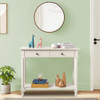 2-Tier Console Table with 2 Drawers; Console Tables for Entryway; Sofa Table with Storage Shelves; Entryway Table Behind Sofa Couch; for Living Room; Kitchen; Cream White
