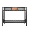 Bunk Bed Twin Over Twin Heavy Metal Bunk Bed with Ladder and Guardrail;  Metal Bunk Bed;  Storage Space;  No Box Spring Needed Black