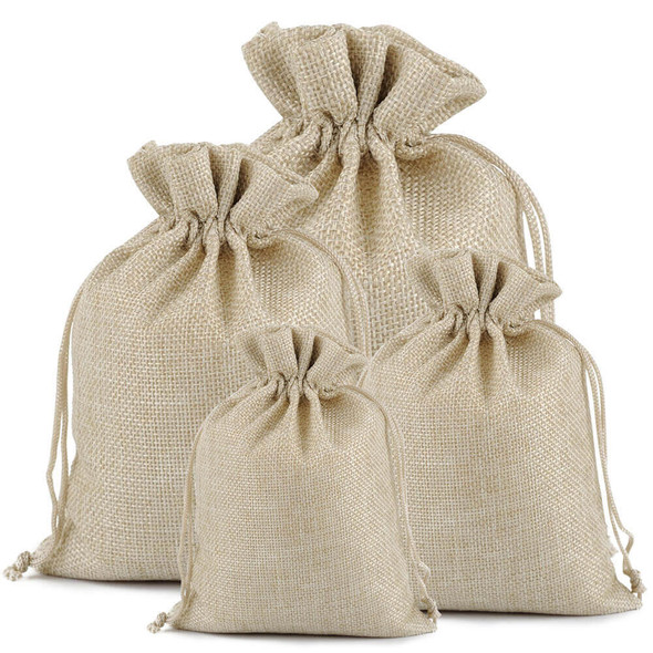 25/50/100 Burlap Bags Linen Jewelry Pouches Jute Hessian Gift Bag Wedding Favor