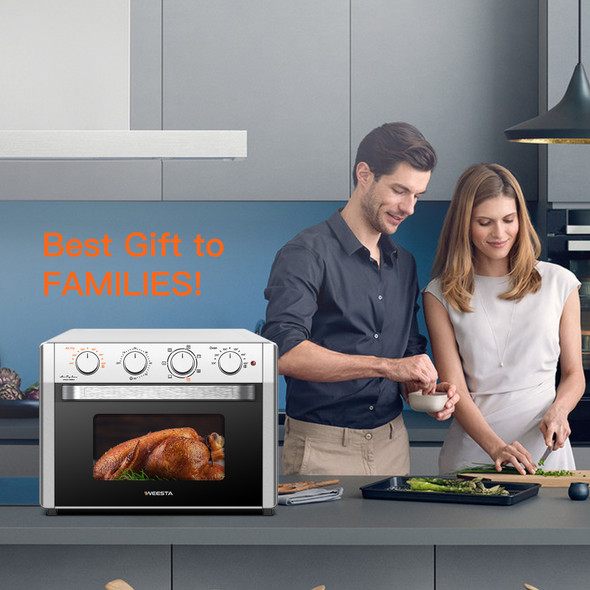Air Fryer Toaster Oven 24 Quart - 7-In-1 Convection Oven with Air Fry, Roast, Toast, Broil & Bake Function - Kitchen Appliances for Cooking Chicken, Steak & Pizza RT 