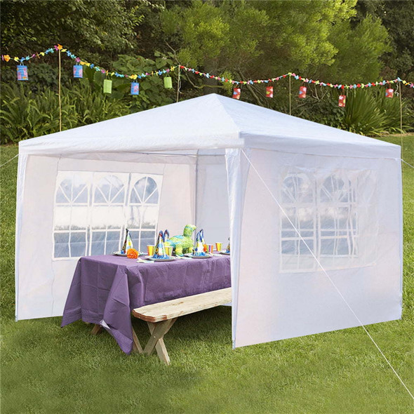 Wedding Party Tent; 10' x 10' Outdoor Canopy Tent with 3 SideWalls; Upgraded White Backyard Tent for Outsides; Patio Gazebo Tent BBQ Shelter for Garden Camping Grill