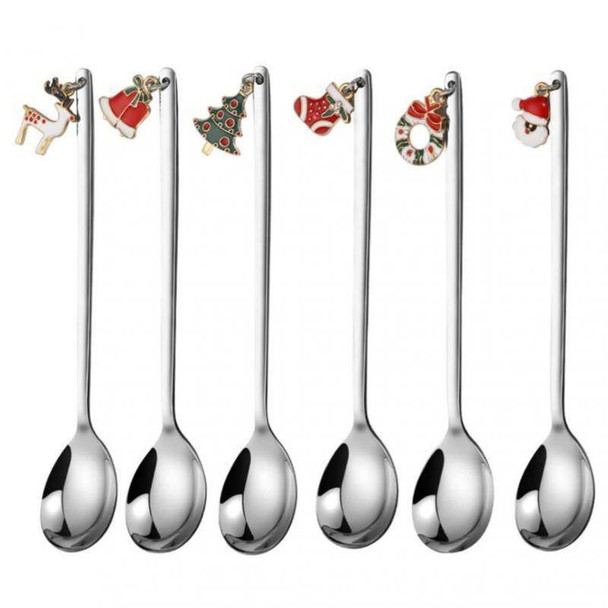 Christmas Coffee Spoons Stainless Steel Tea Scoops Kids Spoon Set Gifts Festival Party