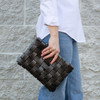 Monroe Woven Clutch/Crossbody- Vegan Leather - Midnight