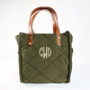 Olive Puffy Lunch Tote - Embroidered
