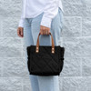Black Puffy Lunch Tote- Embroidered