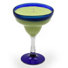 A clear, isolated product shot of the unlit cocktail candle in its signature blue and green margarita glass against a plain white background.