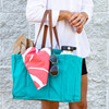 Aquamarine Canvas Multi-Pocket Ultimate Market Tote-Embroidered