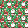 A swatch of the personalized Santa-themed wrapping paper, showcasing the repeating pattern of cheerful cartoon Santas and a custom uploaded photo.