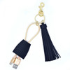 Navy Tassel Charging Key Chain- Stamped