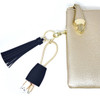 Navy Tassel Charging Key Chain- Stamped