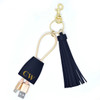 Navy Tassel Charging Key Chain- Stamped