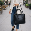 Emory Woven Tote - Black -Stamped