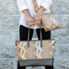 Metallic Snake & Steel Hampton Ave Tote - Vegan Leather - Embroidered