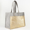 Carson Tote Bag- Metallic Gold Stripes - Vegan Leather - Embroidered