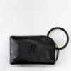 Vegan Leather Remi Wristlet-Midnight - Embroidered