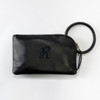 Vegan Leather Remi Wristlet-Midnight - Embroidered