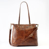London Convertible Tote- Brown - Vegan Leather - Embroidered