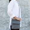 Dk Gray Front Flap Crossbody - Vegan Leather - Stamped