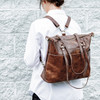 London Convertible Tote- Brown - Vegan Leather - Stamped