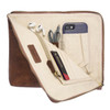 Brown Tech Organizer - Vegan Leather - Stamped