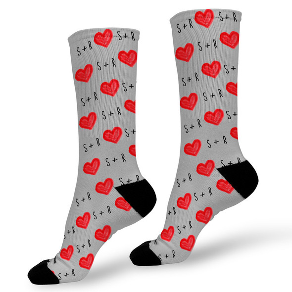 Heart Initials Personalized Socks Heart Initials Personalized Socks